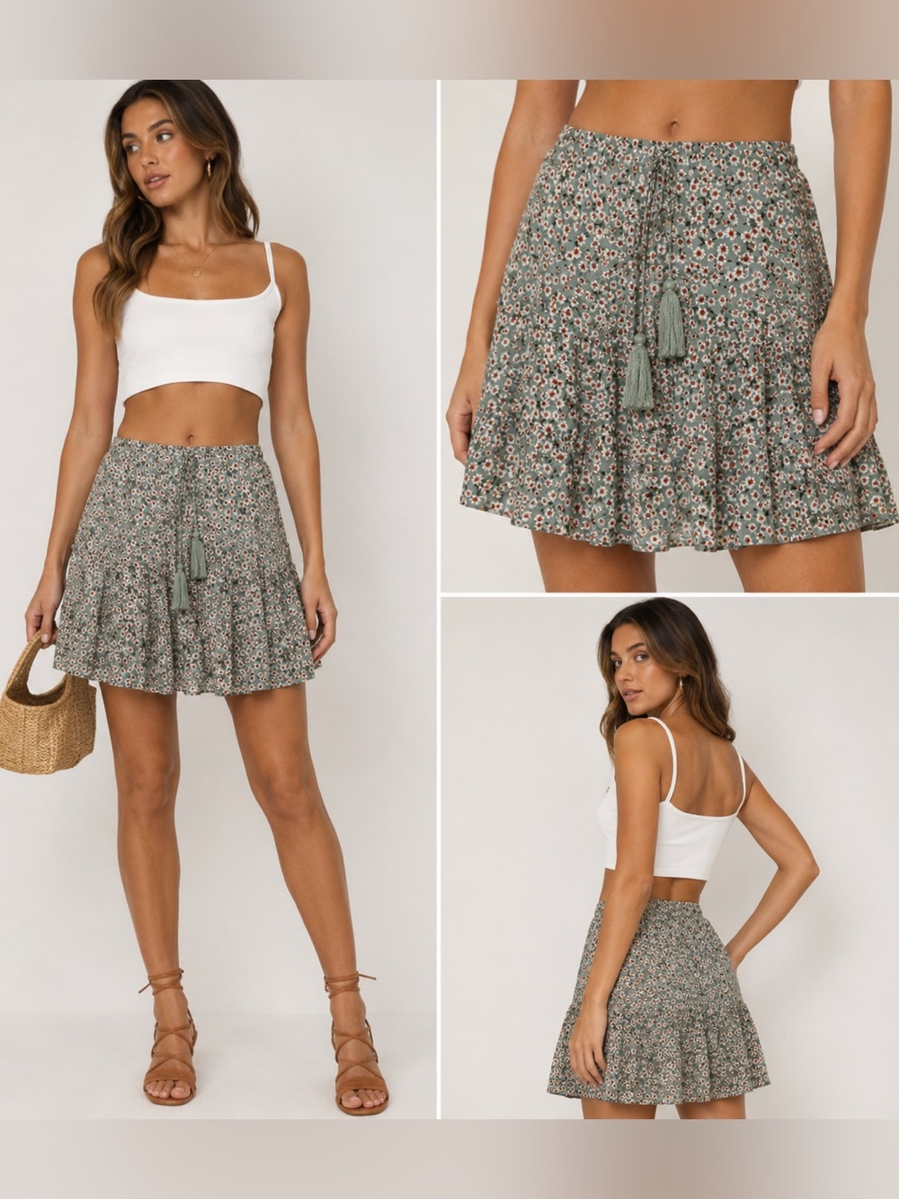 Princess Polly Floral Tiered Mini Skirt Size 6 Cottagecore Boho Daisy